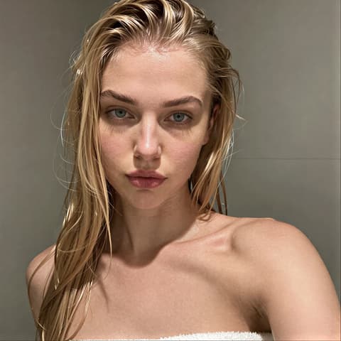 Wet Hair Post-Shower のテンプレートプレビュー（RYLA のサンプルインフルエンサーで表示）